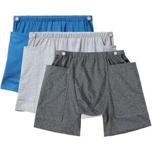 3 Pairs Incontinence Care Underwear Catheter Pocket Shorts Size Medium for Men